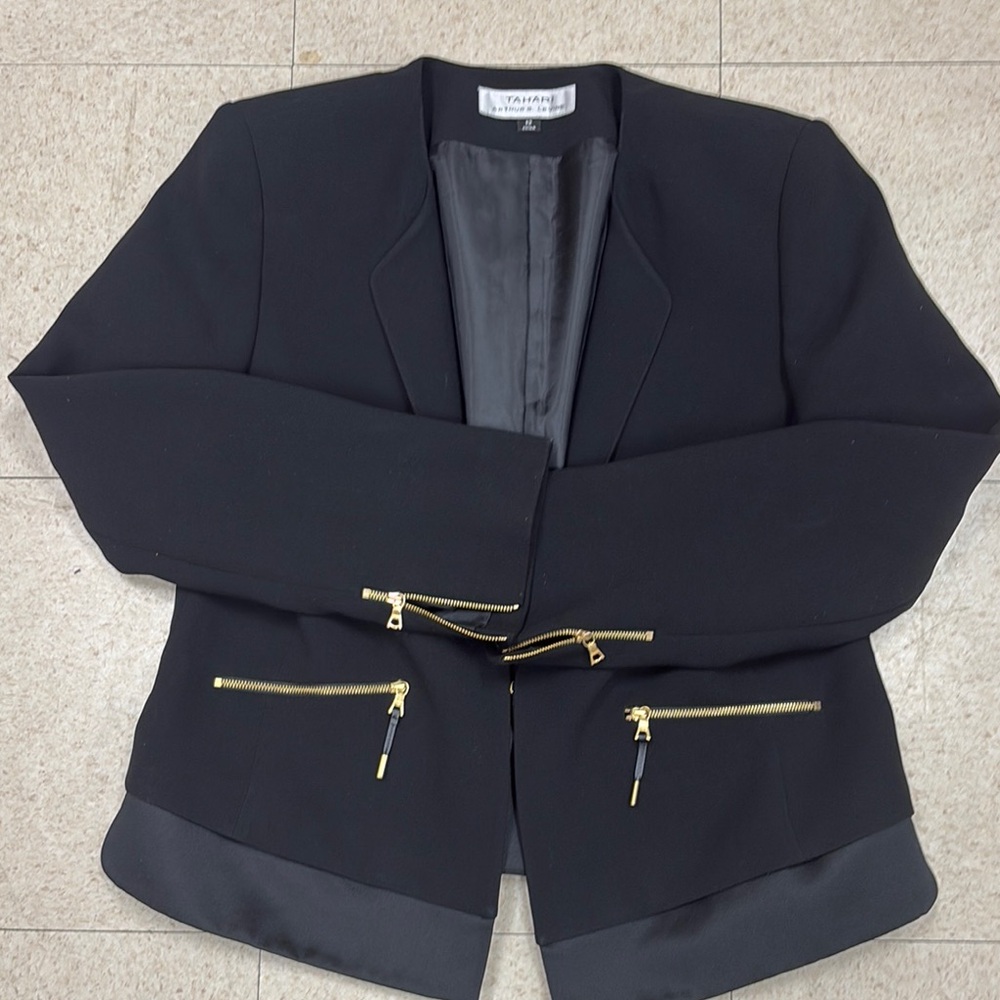 Black Blazer with Gold Accents